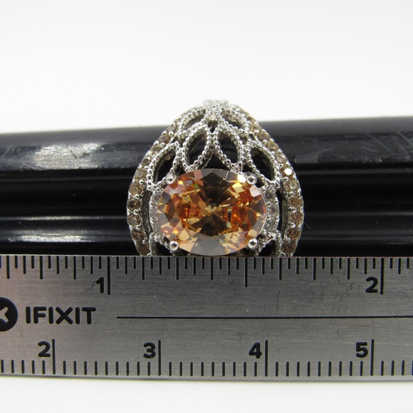 Vintage Size 9.5 Sterling Yellow CZ Diamond Ring - Picture 6 of 7